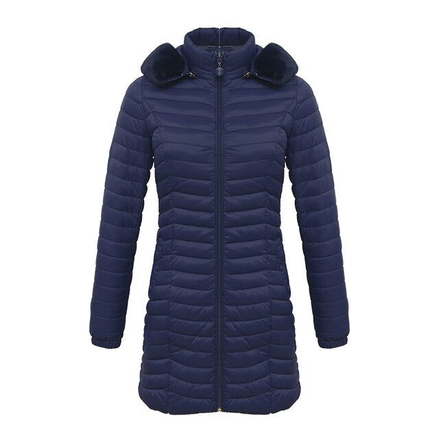 Lange parka met bontcapuchon Casual lichtgewicht jassen
