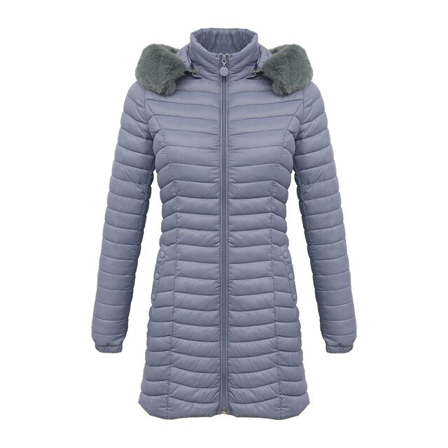 Lange parka met bontcapuchon Casual lichtgewicht jassen