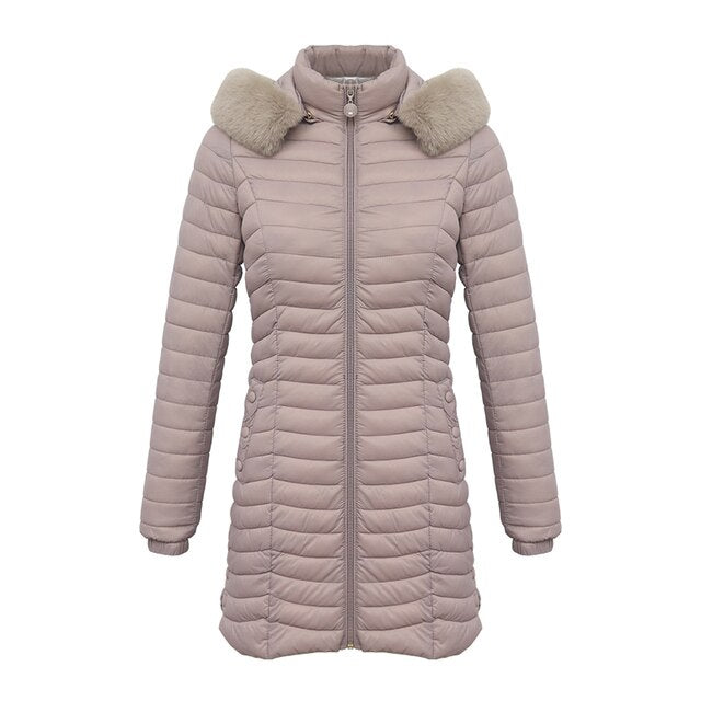 Lange parka met bontcapuchon Casual lichtgewicht jassen