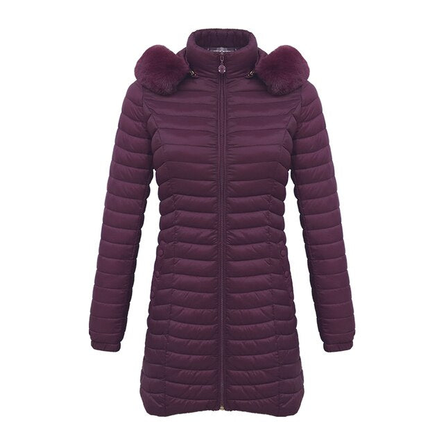 Lange parka met bontcapuchon Casual lichtgewicht jassen