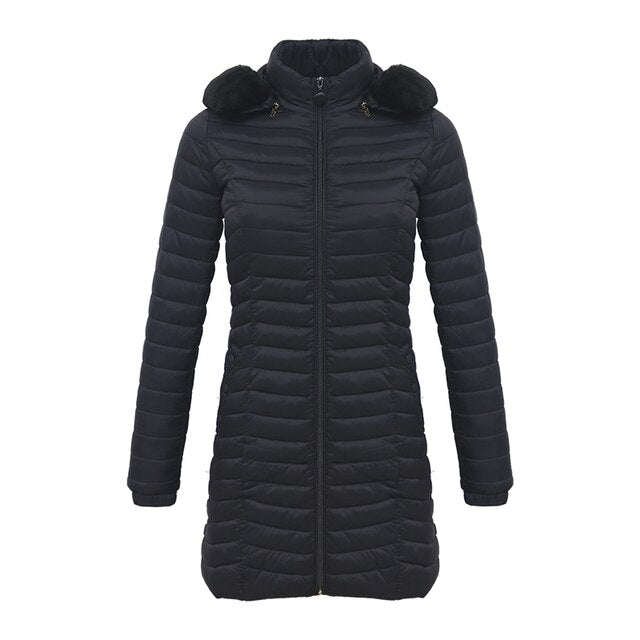 Lange parka met bontcapuchon Casual lichtgewicht jassen