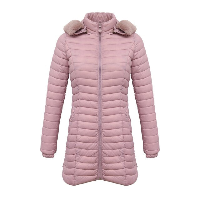 Lange parka met bontcapuchon Casual lichtgewicht jassen
