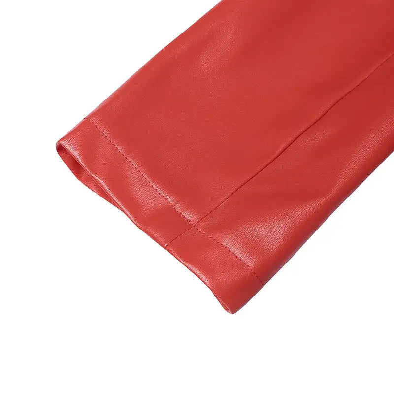 Getailleerde leren blazer met dubbele knoopsluiting