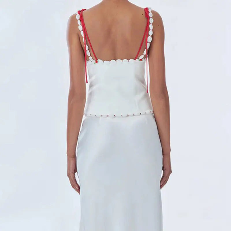 Satijnen hemdje en rok met koorddetail