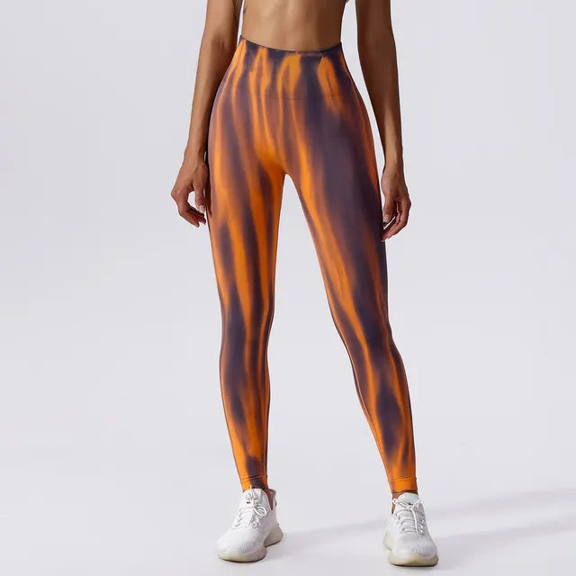 Performance legging met hoge taille en naadloos golfpatroon