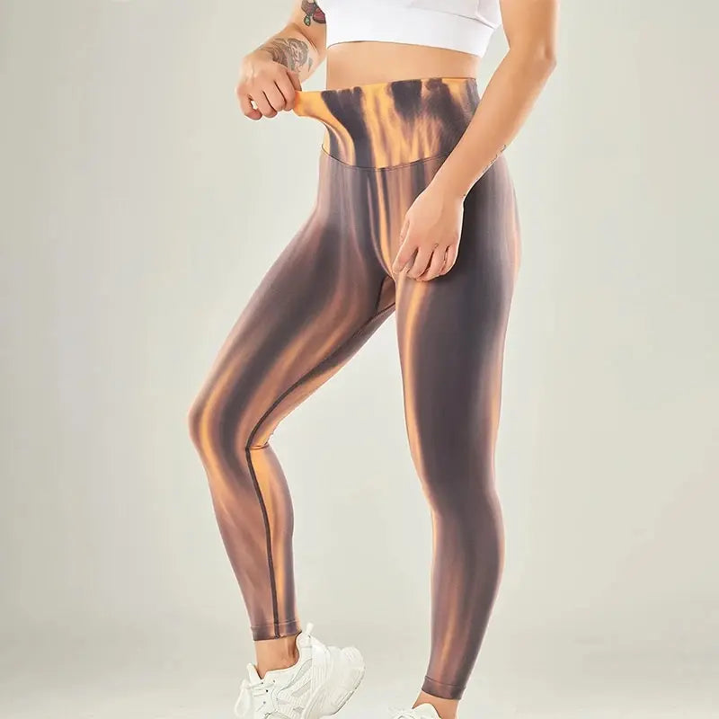 Performance legging met hoge taille en naadloos golfpatroon