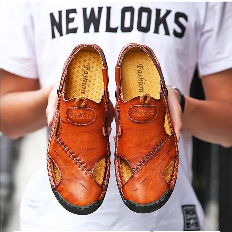 Handgemaakte leren loafers met stiksel detail