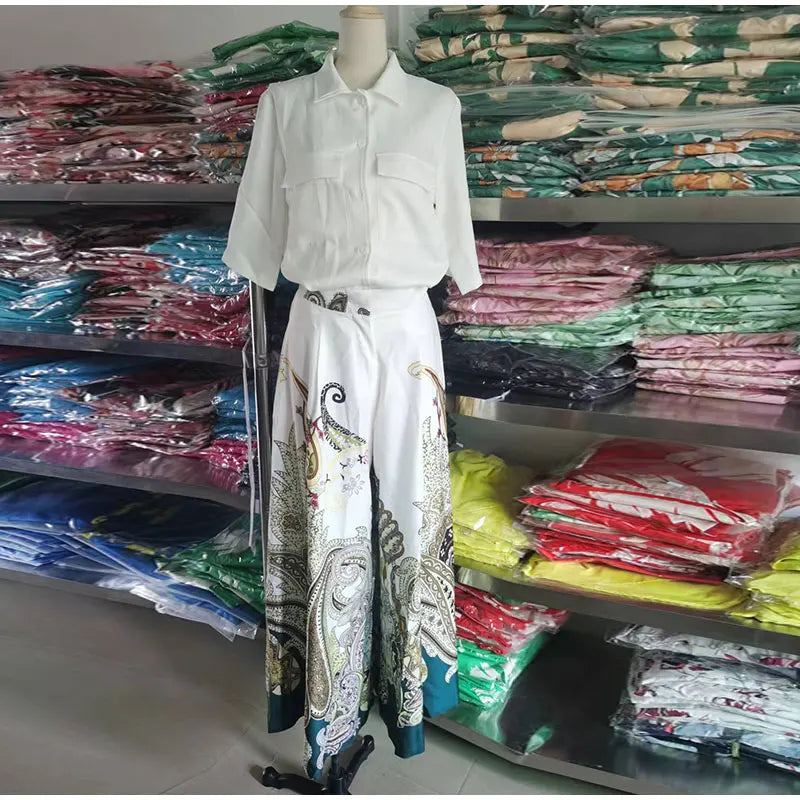 Paisley patroon palazzo broek set