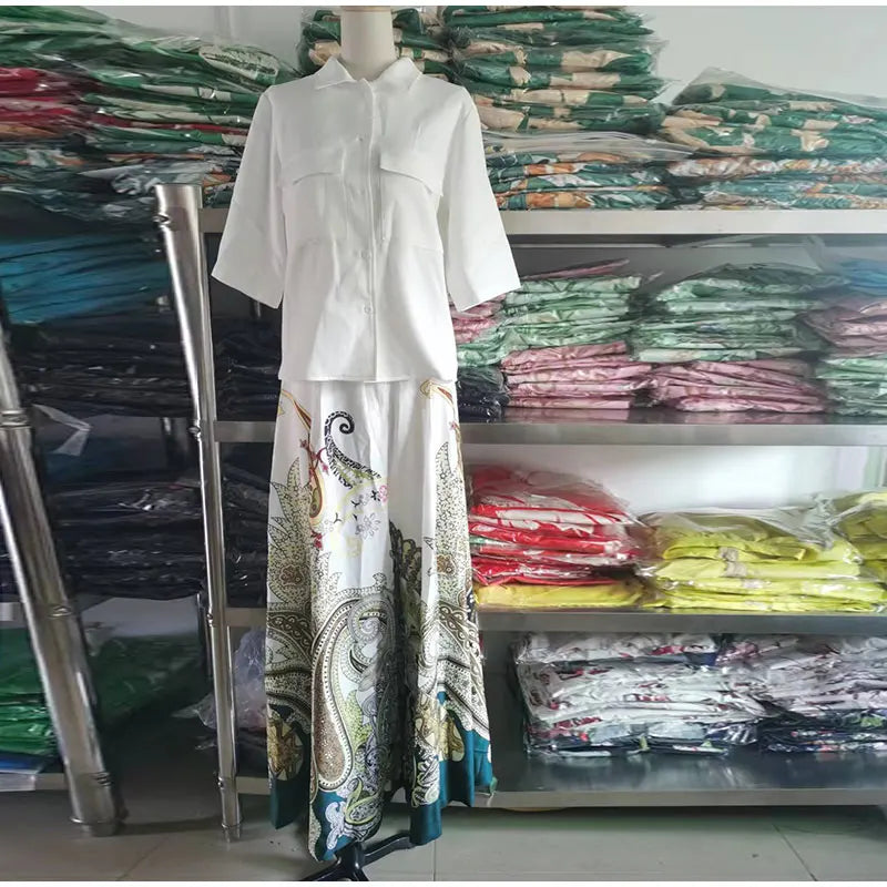 Paisley patroon palazzo broek set