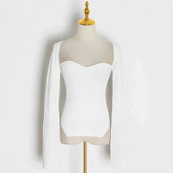 Gebreide trui met vierkante halslijn