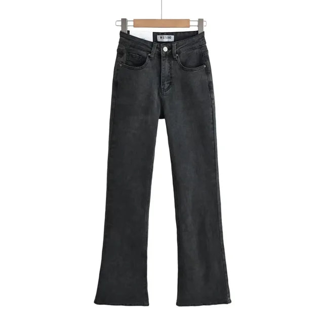 Jeans met hoge taille en hartvormige franjes