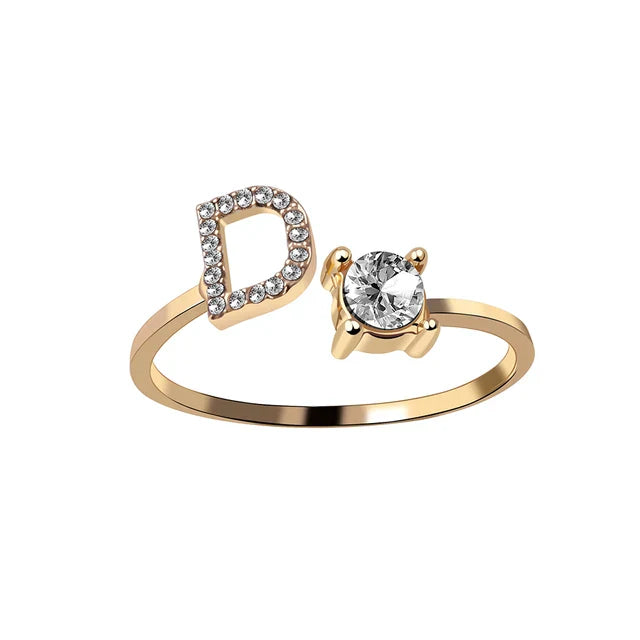 Gepersonaliseerde initiaalring met solitaire diamant