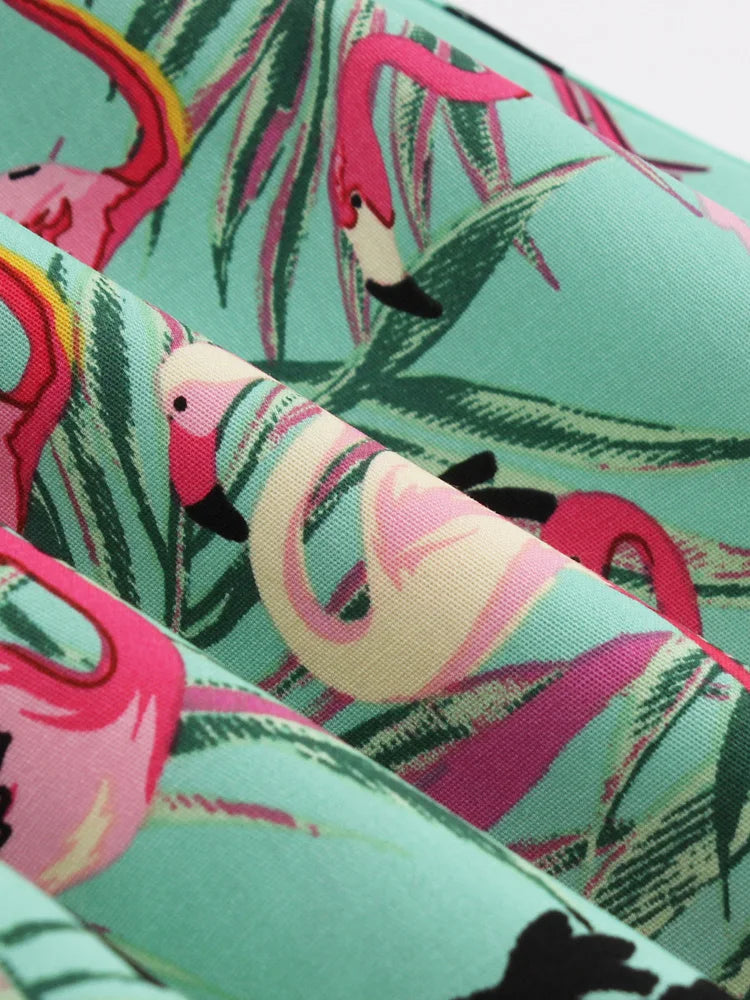 Retro jurk met flamingoprint