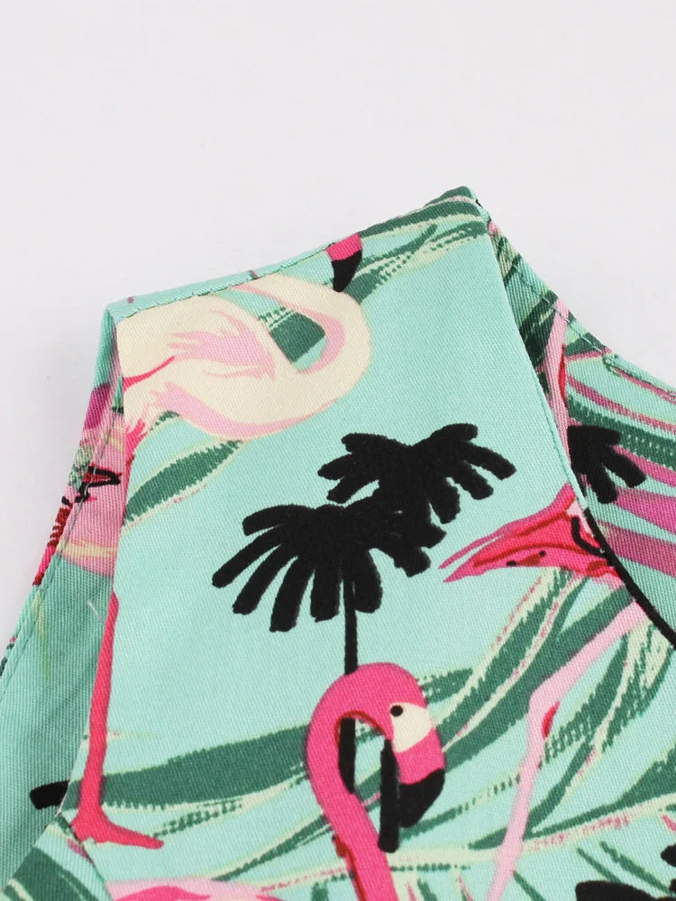 Retro jurk met flamingoprint