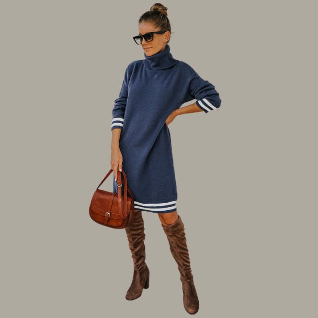 Gezellige coltrui met contrasterende strepen