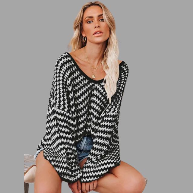 Gebreide trui met off-the-shoulder design