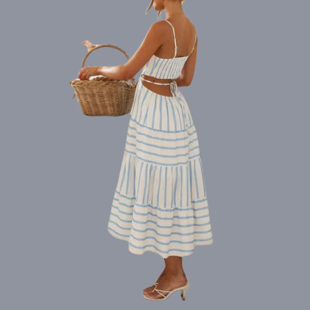 Gestreept A-lijn zomerjurkje met cut-out detail