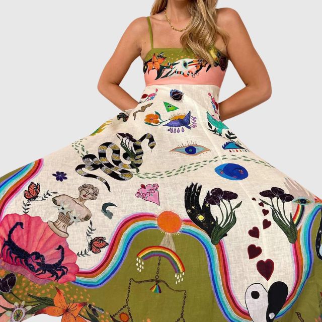 Maxi-jurk met speelse print