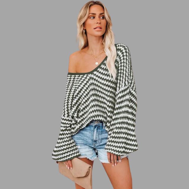 Gebreide trui met off-the-shoulder design