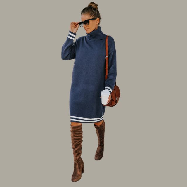 Gezellige coltrui met contrasterende strepen