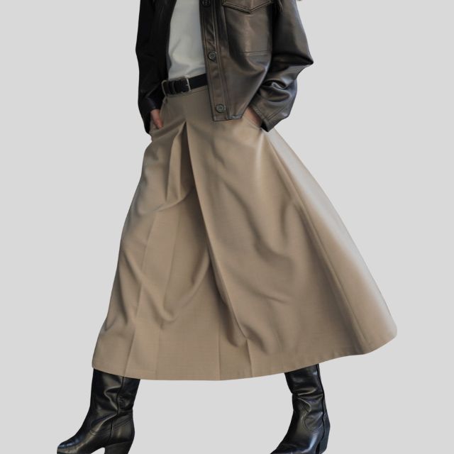 Rok met hoge taille en A-lijn plooien