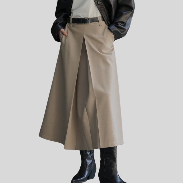 Rok met hoge taille en A-lijn plooien