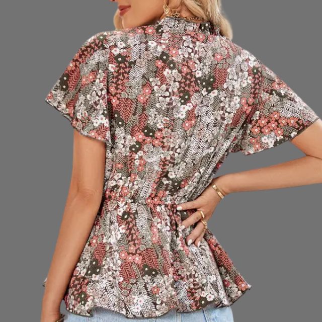 Gebloemde peplum blouse met V-halslijn