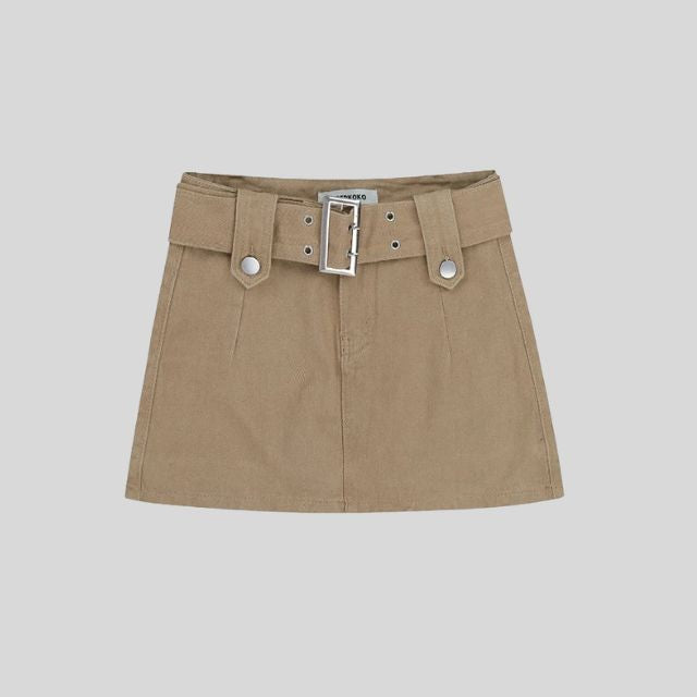 Denim rok met riemdetail