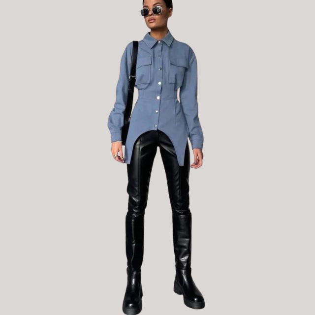 Gestructureerd overhemd met knoopsluiting