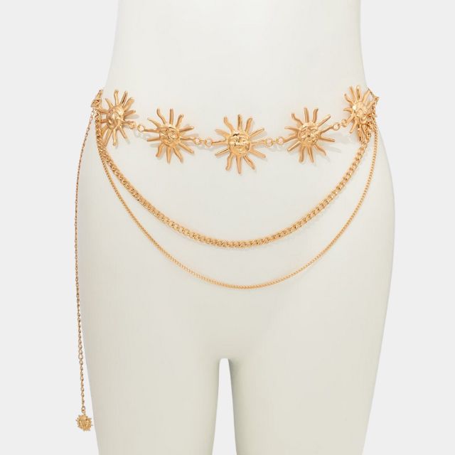 Meerlagige taille ketting met zon hangers