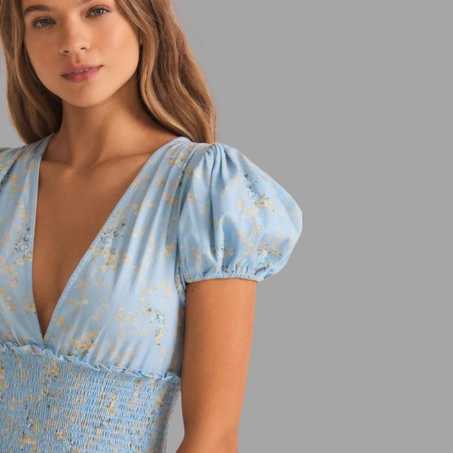 Jurk met bloemenprint in gerimpelde taille