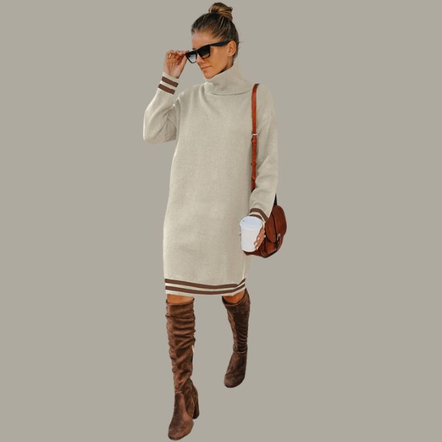 Gezellige coltrui met contrasterende strepen