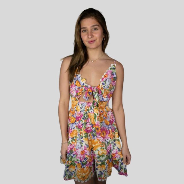 Gebloemde jurk met split