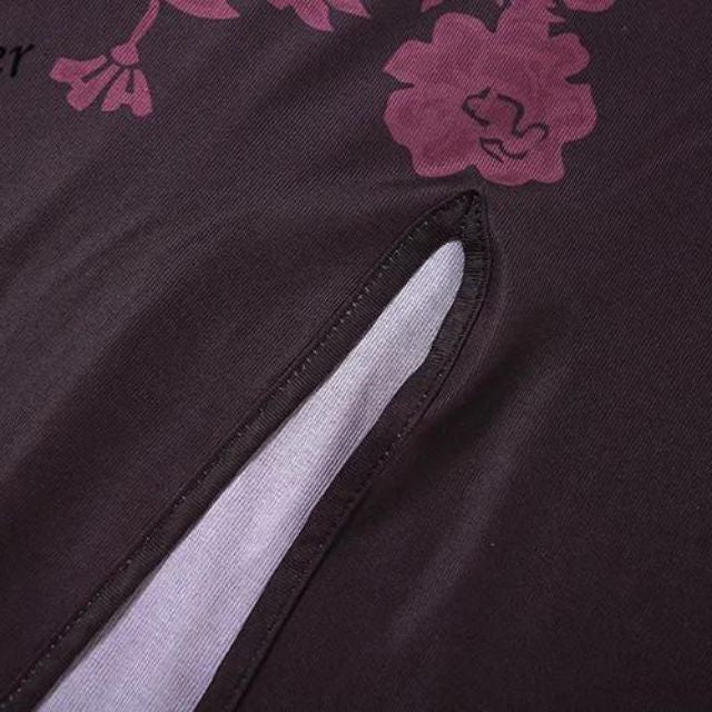 Gebloemde shift jurk met doorschijnende zoom