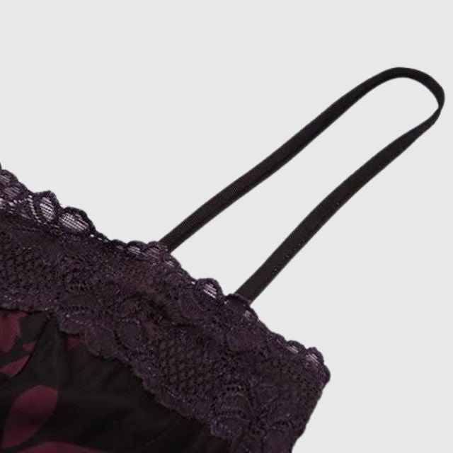 Gebloemde shift jurk met doorschijnende zoom