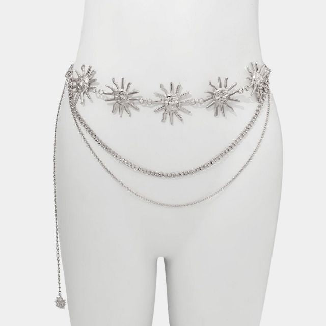 Meerlagige taille ketting met zon hangers