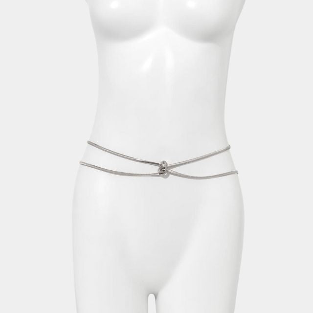 Minimalistische dubbellaagse taille ketting met knoop accent