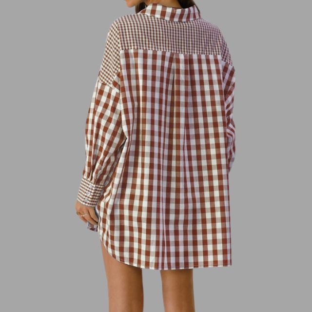 Casual geruit overhemd met vleermuismouwen