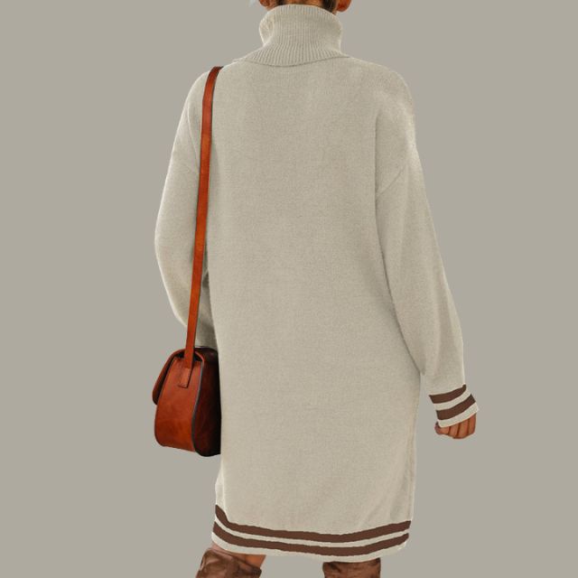 Gezellige coltrui met contrasterende strepen