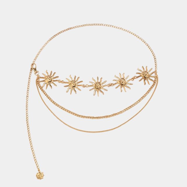 Meerlagige taille ketting met zon hangers