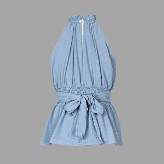 Peplum top met halternek en borduursel