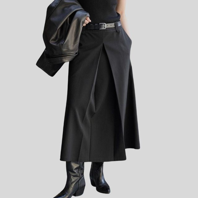 Rok met hoge taille en A-lijn plooien