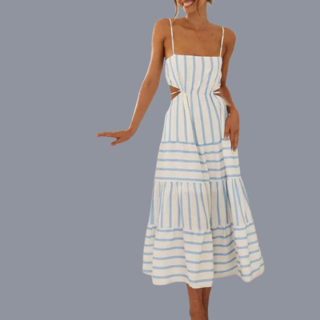 Gestreept A-lijn zomerjurkje met cut-out detail