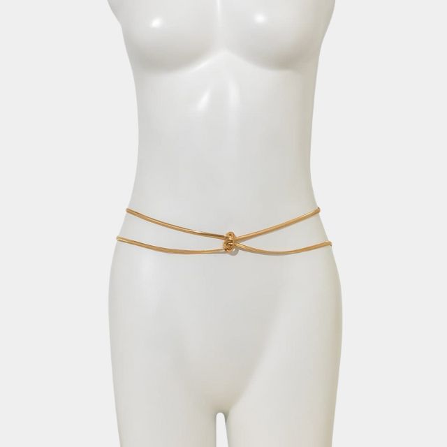 Minimalistische dubbellaagse taille ketting met knoop accent