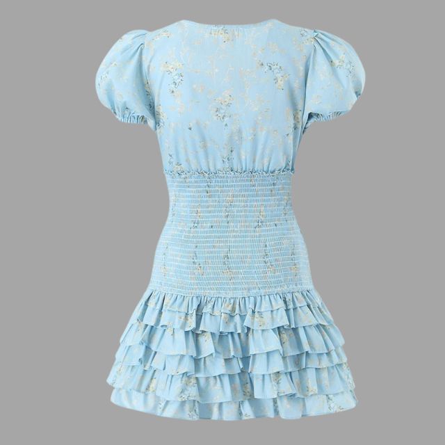 Jurk met bloemenprint in gerimpelde taille