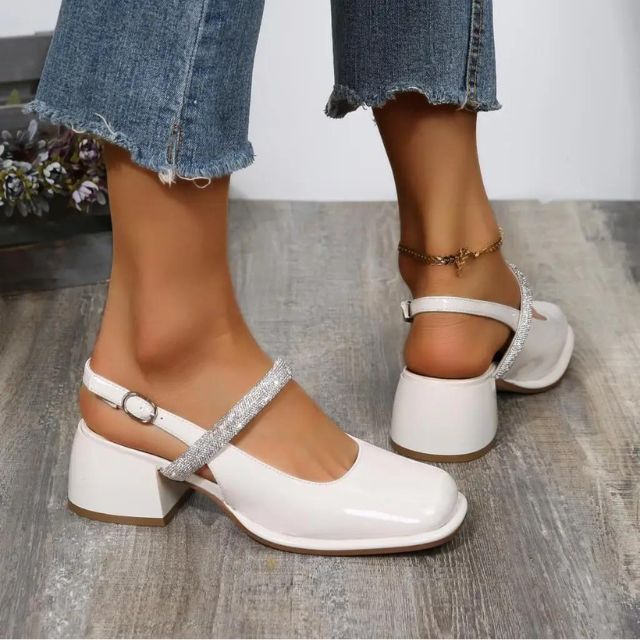 leren muiltjes met glinsterend banddetail