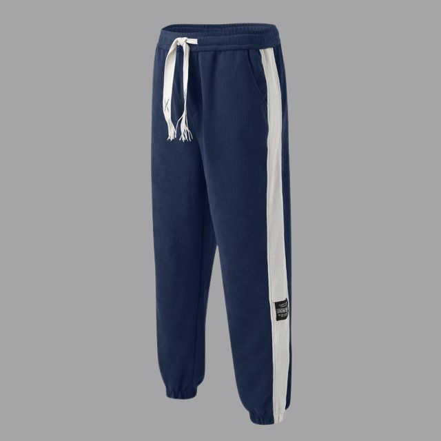 Vintage corduroy joggers met contrasterende streepdetails