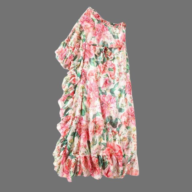 Gebloemde off-the-shoulder maxi-jurk met elastiek in de taille