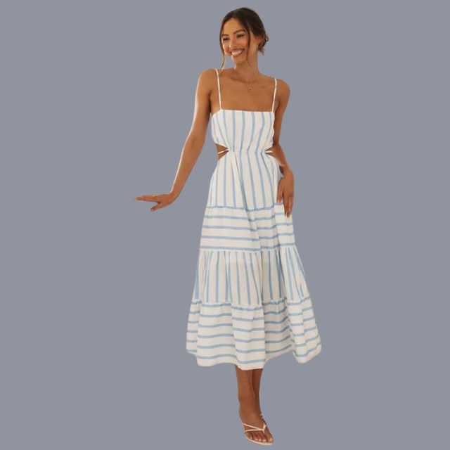 Gestreept A-lijn zomerjurkje met cut-out detail