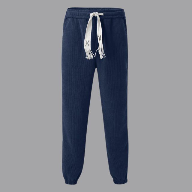 Vintage corduroy joggers met contrasterende streepdetails
